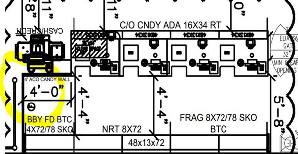 We have worked with the largest companies in the world, to bring technology to you nationwide, as evidenced by this store diagram we were given, while we were working with CVS Health. It shows the store layout, including a highlighted area, where we were installing self-checkout kiosks.