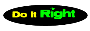 A picture of a Do It Right Computers logo. It says, "Do It Right," the, "i," in, "Right," is dotted with a sideways mouse cursor, an arrow pointing right.